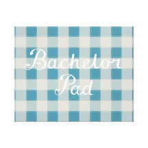 Bachelor Pad Handwritten Script on Check Gallery Wrapped Canvas