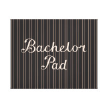 Bachelor Pad Script on Pin Stripes – Cream & Black Canvas Print