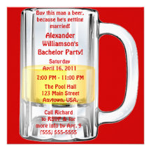 Bachelor Party Beer Mug Personalized Invites