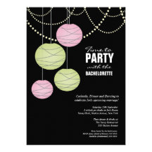 Bachelorette 5x7 Party Pink Green Paper Lanterns Personalised Announcements