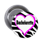 Bachelorette (Heart Zebra Stripes) Pin