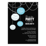 Bachelorette Party Aqua Blue Paper Lanterns Invite invitations