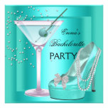 Bachelorette Party Aqua Teal Blue Turquoise Shoes Custom Invitation