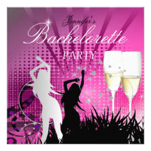 Bachelorette Party Black Pink White Champagne Announcements