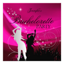 Bachelorette Party Black Pink White Silver Personalized Announcement