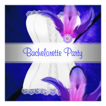 Bachelorette Party Feather Blue Invitations