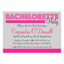 Bachelorette Party Invitations (Pink In Lights)
