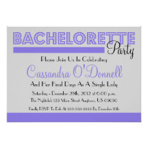 Bachelorette Party Invitations (Purple In Lights)