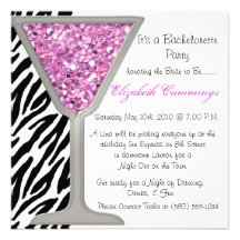 bachelorette party invite funky chic cute zebra