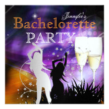 Bachelorette Party Purple Champagne Dance Custom Invitation