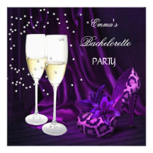 Bachelorette Party Purple Leopard Black Shoes Personalized Invitations