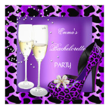 Bachelorette Party Purple Leopard Black Shoes Custom Invite