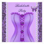 Bachelorette Party Purple Lilac Corset Butterfly Personalized Announcements