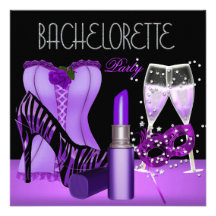 Bachelorette Party Purple Mask Lipstick Corset Custom Invite