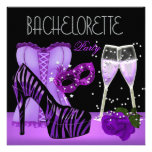Bachelorette Party Purple Mask Shoes Corset Invitation