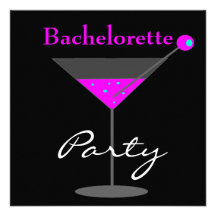 Bachelorette Party Purple Pink Black Martini Custom Announcement