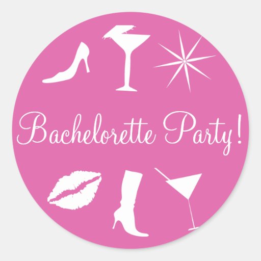Bachelorette Party Style Icons Envelope Seal Round Stickers