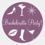 Bachelorette Party Style Icons Envelope Seal Round Stickers