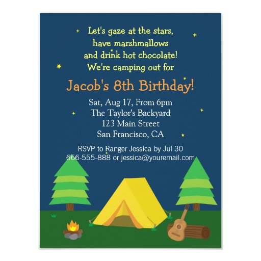 Backyard Sleepover Camping Birthday Party For Boys 4.25x5 ...