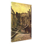 Backyards of Old Houses in Antwerp in the Snow canvas prints