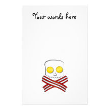 Bacon and eggs skull and crossbones personalized stationery