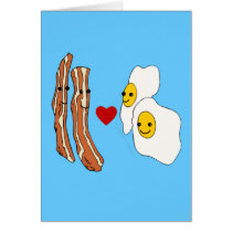 Bacon Loves Eggs Funny Bacon Design Cards