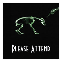 Bad Dog X-ray Skeleton in Green Personalized Announcements