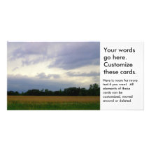 Bad weather approaching farm fields storm clouds customized photo card