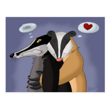 Badgers in Love Postcard