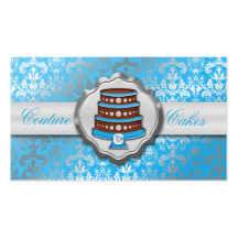 Bahama Blue Cake Couture Glitzy Damask Cake Bakery Business Card Templates