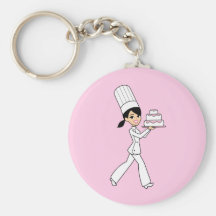 Baker girl with cake on Keychain