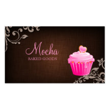 Bakery Business Card Cupcake Linen Brown Bg
