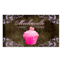 Bakery Business Card Cupcake Suede Brown Purple