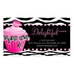 Bakery Business Card Zebra Pink Cupcake Heart Dots