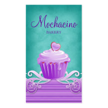 Bakery Cupcake Business Card purple swirls blue