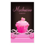 Bakery cupcake pink swirls chocolate brown business cards