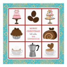 Bakery or Coffeehouse Business Christmas Cards Custom Invitations