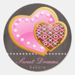 Bakery Stickers Pink Heart Cookie Chocolate Brown