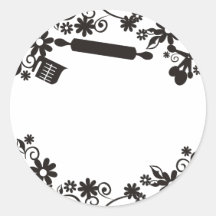 baking bakery utensils flowers gift tag sticker
