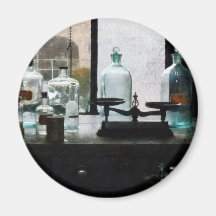 Balance and Bottles in Chem Lab Fridge Magnet
