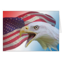 Bald Eagle and American Flag Greeting Card