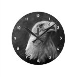 Bald Eagle done in Graphite Round Wall Clock