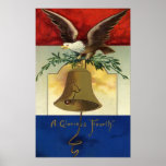 Bald Eagle, Olive Branches and Liberty Bell Poster