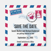 Bali Air Mail Wedding Save the Date Refrigerator Magnet