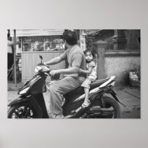 bali indonesia young girl riding bike posters