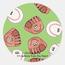 Ball and Glove collage Round Stickers