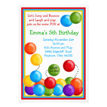 Ball Pit, Bounce House, Birthday Invitations
