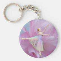 Ballerina on Pink and Blue Keychain