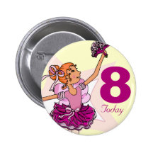 Ballerina pink cream ginger girl birthday button