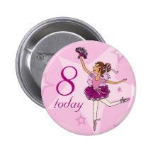 Ballerina pink girl birthday button
